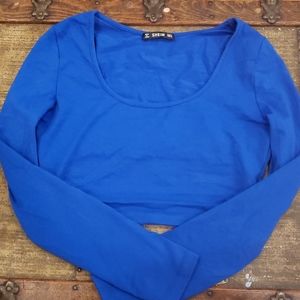 Cobalt Blue long sleeved crop shirt